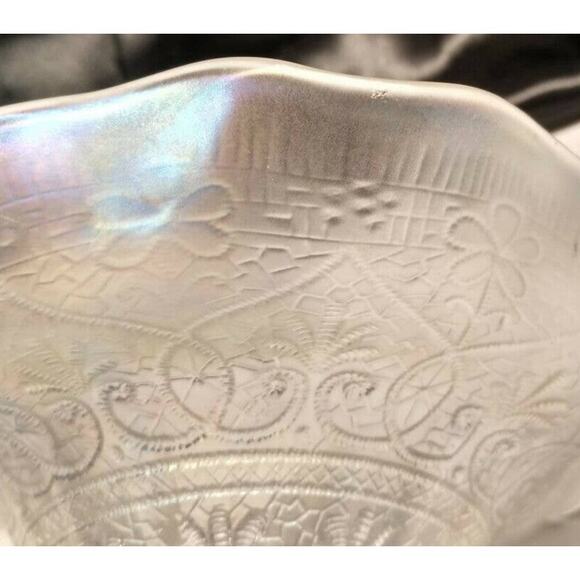 Antique Northwood Hearts and Flowers Iridescent Carnival Pedestal Compote Dish - Picture 9 of 10